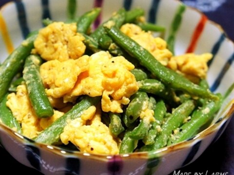 いんげんと卵の味噌炒め